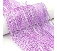 Lot de 70 perles rondes plates à facettes en cristal, de 3 à 8 mm, violettes, pour loisirs créatifs et fabrication d'ornements faits main. Disponibles en violet.