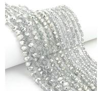 Lot de 70 perles rondes plates à facettes en cristal de 8 mm (environ 8 mm) pour loisirs créatifs et fabrication d'ornements. Disponibles en 1 brin ou 3 à 10 mm. Couleur argent.