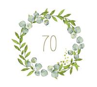 Lot de 70 serviettes de table Botanical Eucalyptus pour anniversaire 70 ans, avec feuilles de vigne blanches, vertes, dorées, décoration de table d'anniversaire, de mariage et d'anniversaire - 60