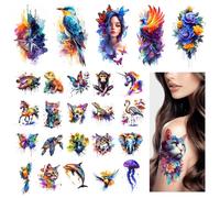 Lot De 70 Tatouage Ephemere Visage, 10 Faux Tatouage Homme Femme Temporaire Grands, 60 Petits Longue, Imperméables, pour Noël