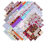 Lot de 70 tissus pour patchwork, 25 x 25 cm, en coton, carrés, imprimés, multicolores, pour matelassage, travaux manuels, tissus en coton, restes de tissu