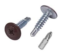 Lot de 70 vis auto-foreuses peintes 4,2 x 19 mm, tête de réglage modifiée Phillips Vis à tôle Tête gaufrée (70, marron chocolat RAL 8017)