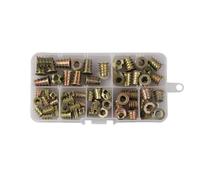 Lot de 70 vis de meubles en alliage de zinc avec insert fileté Écrou Inserts en bois Pour bois, lit, armoire, meuble