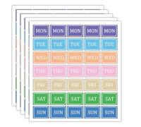 Lot de 700 étiquettes autocollantes colorées 7 jours de la semaine, 1 autocollant hebdomadaire lun-soleil 0,19x0,5 cm pour journal alimentaire, calendrier, fournitures