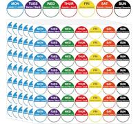 Lot de 700 étiquettes autocollantes pour 7 jours de la semaine, 2,5 cm, code couleur, rotation des aliments - Étiquettes autocollantes lun, mar, mer, jeudi, vendre, samedi