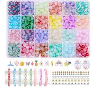 Lot de 705 Perles pour Bracelet, 24 Couleurs Kit Bracelet, Perles Rondes Colorées de 8 mm, avec Accessoires Décoratifs et Fil, pour la Fabrication de Bijoux et Bricolage (705)