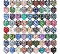 Lot de 72 Bandanas pour Chien et Chat - Bandana d'été Triangulaire - Lavables et réglables - pour la Plage - Fournitures pour Animaux de Compagnie de Petite et Moyenne Taille (Fleur)