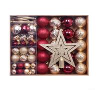 Lot de 72 boules de Noël pour sapin de Noël, avec couvre-sommet de sapin de Noël (A)