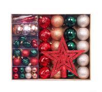 Lot de 72 boules de Noël pour sapin de Noël, avec couvre-sommet de sapin de Noël (C)