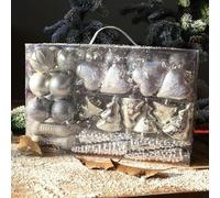 Lot de 72 boules décoratives en plastique et guirlande conçues pour sapin de Noël, décoration de vacances (H)