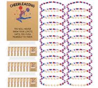 Lot de 72 bracelets de pom-pom girl avec cartes inspirantes empilables, bracelets d'amitié, bracelets d'amitié, cadeaux en vrac pour équipe, femmes, bijoux, accessoires de pom-pom girl, cadeau de camp