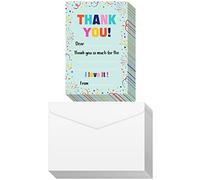 Lot de 72 cartes de remerciement vierges pour enfants avec enveloppes à remplir - Cartes de remerciement colorées pour enfants - Pour garçons et filles - Pour anniversaire, remise de diplôme (style