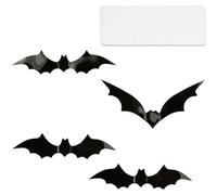Lot de 72 chauves-souris 3D pour Halloween - Autocollants réalistes en PVC effrayant en forme de chauve-souris noire (4 tailles différentes)