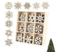 Lot de 72 décorations de sapin de Noël en bois - Motif flocons de neige - Décoration de Noël en bois - Bricolage - Pour sapin de Noël et décoration d'hiver