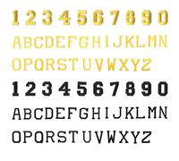 Lot de 72 écussons de broderie alphanumérique, mini patchs de dessin animé, patchs de broderie à repasser, accessoires de vêtements, utilisés pour décorer des t-shirts, des sacs à dos (noir, doré)