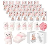 Lot de 72 ensembles d'ours avec nœud rose | Boules anti-stress ours avec boîtes, cadeaux positifs, décoration de bureau en relief