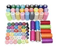 Lot de 72 fils à coudre 36 couleurs avec bobine de fils pré-enroulés assortis avec étui, 500 m par fil en polyester, couleurs populaires pour couture à la main et à la machine