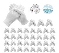 Lot de 72 gants blancs en coton : gants en coton blanc de soin, gants de protection en coton, confortables et respirants pour les soins de la peau, chiffon lavable et extensible pour multi-usages