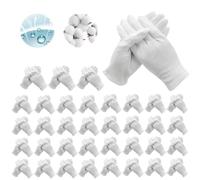 Lot de 72 gants blancs en coton : gants en coton blanc de soin, gants de protection en coton, confortables et respirants pour les soins de la peau, chiffon lavable et extensible pour multi-usages
