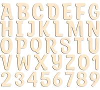 Lot de 72 lettres de l'alphabet et chiffres en bois brut de 7,6 cm pour travaux manuels, lettres de l'alphabet et chiffres majuscules de 8 cm, pour noms d'enfants, peinture à faire soi-même, art