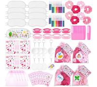 Lot de 72 masques de sommeil pour filles en vrac, chouchou, bandeau en velours rose, peignes, porte-clés, miroirs graffiti, marqueurs, autocollants, cartes de remerciement, sacs en organza pour dormir