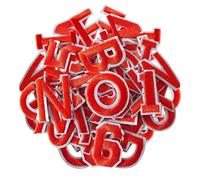 Lot de 72 patchs brodés en forme de lettres de l'alphabet rouges - Pour réparation de jeans