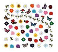 Lot de 72 patchs thermocollants brodés thermocollants - Motifs : fleurs, abeilles, papillons - Styles sélectionnés au hasard - Pour chapeaux, sacs à dos, sacs, vêtements, pantalons, chapeaux