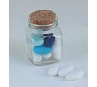 Lot de 72 petits bocaux à dragées pour bonbonnières, en verre, carrés, bombés avec liège