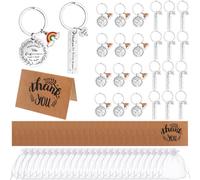 Lot de 72 porte-clés de remerciement avec sacs en organza et carte de remerciement pour collègue, enseignant, infirmière, travailleur social, n'oubliez jamais les différents que vous faites, merci
