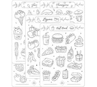 Lot de 72 stickers à colorier thème "Nourriture - Fast Food - Glace - Fruits et Légumes" - Stickers - Scrapbooking - Coloriage
