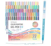 Lot de 72 stylos à encre gel pailletée pour papier noir et papier blanc, stylos à pointe de 1 mm, stylos à encre de grande capacité pour coloriage, écriture, dessin, journal, prise de notes, école