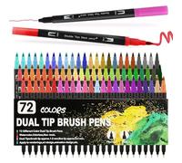 Lot de 72 stylos aquarelle et feutres double pointe pour bullet journal, lettrage manuel, livres de coloriage, calligraphie, manga, pinceaux, feutres, mandala pour adultes