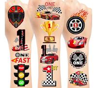 Lot de 72 tatouages temporaires Fast One, voiture de course pour 1er anniversaire, cadeaux pour garçons et filles, récompenses en classe