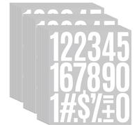 Lot de 720 autocollants numérotés de 7,6 cm, 30 feuilles de chiffres et symboles en vinyle imperméable pour boîte aux lettres, porte, voiture, camion, maison, résidence, numéro d'adresse (blanc)