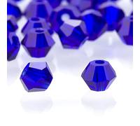 Lot de 720 perles en verre à enfiler - 3 mm - Perles de cristal à facettes - Perles en verre rhombus - Pour travaux manuels, fabrication de bijoux, colliers, boucles d'oreilles, bracelets - Bleu foncé