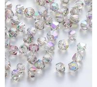 Lot de 720 perles en verre à enfiler - 3 mm - Perles de cristal à facettes - Perles en verre rhombus - Pour travaux manuels, fabrication de bijoux, colliers, boucles d'oreilles, bracelets