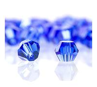Lot de 720 perles en verre à enfiler - 3 mm - Perles de cristal à facettes - Perles en verre rhombus - Pour travaux manuels, fabrication de bijoux, colliers, boucles d'oreilles, bracelets - Bleu
