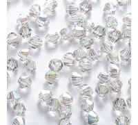 Lot de 720 perles en verre à enfiler - 4 mm - Perles de cristal à facettes - Perles en verre rhombus - Pour travaux manuels, fabrication de bijoux, colliers, boucles d'oreilles, bracelets