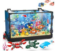 Lot de 725 Blocs de Construction d'aquarium Lumineux compatibles avec pour Adultes et Enfants, y Compris Les méduses Marines, Poissons, Jouets de Construction d'animaux