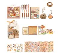 Lot de 73/105/127 fournitures scolaires pour enfants comprenant un petit carnet de notes, papier, stylo à bille, autocollants, porte-clés, marque-pages, outil multifonction
