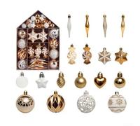 Lot de 73 boules de Noël galvanisées pour décoration d'arbre et d'événement, boules en plastique avec motifs artistiques et anneaux de suspension pratiques
