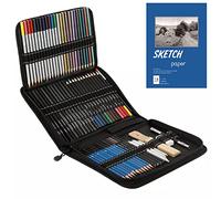 Lot de 73 crayons à dessin professionnels et croquis comprenant un crayon de couleur, un taille-crayon, une gomme, un sac de rangement en papier, des fournitures artistiques pour enfants, adultes