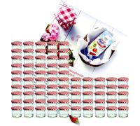 lot de 75 bocaux en verre 125 ml To 66 à couvercle rouge à carreaux avec livret de recettes