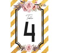 Lot de 75 cartes de numéro de table en céramique à rayures blanches dorées pour mariage, fiançailles, événements, fêtes, anniversaires 12,7 x 17,8 cm