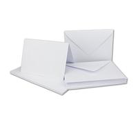Lot de 75 cartes doubles avec enveloppe DIN A6,Blanc,14.8x21.0 cm ouvertes,240 g/m²,Enveloppes assorties DIN C6,11.3x16.0 cm,120 g/m²,Fermeture humide,Cartes pliantes avec enveloppe