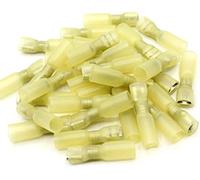 Lot de 75 cosses de câble jaune pour câble 4-6 mm2 - Largeur de fiche 6,3 mm - Avec gaine thermorétractable - Isolation totale - Pour cosses de câble féminines