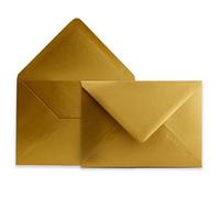 Lot de 75 enveloppes format C6 doré - 11,4 x 16,2 cm - Enveloppes avec rabat pointu de 110 g/m² - Enveloppes sans fenêtre - Colours-4-you