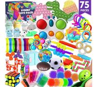 Lot de 75 jouets sensoriels pour enfants - Piñata, cadeaux de fête, prix de classe, soulagement du stress, sac à friandises avec Pop It pour TDAH, autisme, cadeau pour garçons et filles