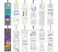 Lot de 75 marque-pages vierges à colorier Happy Holi pour enseignants, étudiants, festivals indiens, fêtes, cadeaux, récompenses, cadeaux