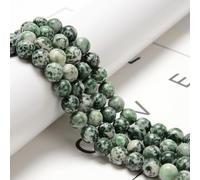 Lot de 75 perles de jaspe vert naturel de 10 mm (2 brins) avec énergie, rondes et lisses, pour la fabrication de bijoux, bracelets et autres objets artisanaux (138 lz).